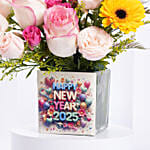 Colorful New Year Flowers Vase