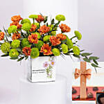 Chrysanthemum Birthday Flowers Vase With Chocolate