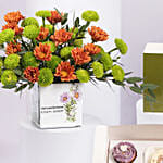 Chrysanthemum Birthday Flowers Vase With Bento Cake