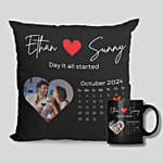 Black Mug And Cushion For Lovers