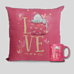 Love You Pink Mug And Cushion