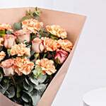 Carnation and Cappucino Rose Bouquet