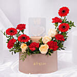 Blushing Beauty Roses With Led Love Lamp