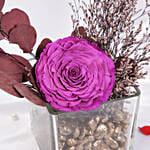 Vibrant Purple Forever Rose in glass vase