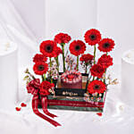 Valentines Flowers and Cake Tray