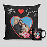 Valentine Day Black Personlized Mug And Cushion