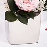 Large Pink Forever Rose in Premium Metal Vase