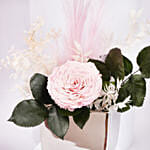 Large Pink Forever Rose in Premium Metal Vase