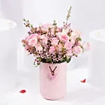 Valentines Pink Spray Roses in Premium Vase