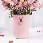 Valentines Pink Spray Roses in Premium Vase