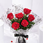 Bouquet of 6 Red Roses for Valentines