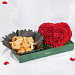 Heart Shaped Rose Arrangement And Chocolates