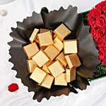 Heart Shaped Rose Arrangement And Chocolates