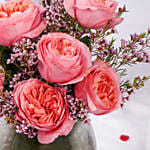 Pink Roses Arrangement In Premium Vase