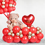 I Love You Balloon Arrangement With Teddy Red