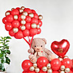 I Love You Balloon Arrangement With Teddy Red