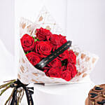 Blush Of Passion 12 Roses Bouquet With Chocolate Affection Valentines Cake