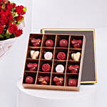 Valentine Red Spray Roses Bouquet With Chocolate