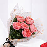 Valentines 6 Garden Roses Bouquet With Red Velvet Cake