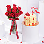 Red Roses And Love Cake