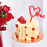 Red Roses And Love Cake