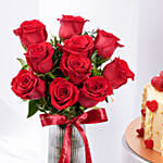 Red Roses And Love Cake