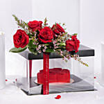 Valentines Red Roses And Cake Box