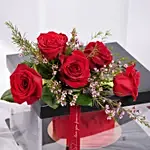 Valentines Red Roses And Cake Box