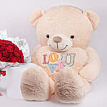 Red Roses with Big Pink Teddy