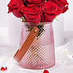 Valentines 10 Red Roses in Designer Vase