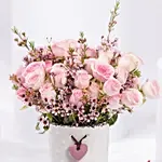 Valentines Pink Spray Roses in a Vase