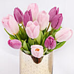 Luxurious Blush N Purple Tulip Arrangement