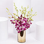 Pink Orchids in Gold Vase