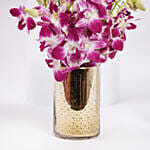 Pink Orchids in Gold Vase