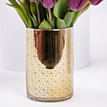 Purple Tulips in Gold Vase