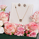 Mother of Pearl Floral Jewellery Set Gift Tray For Her