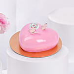 Pink Roses Splendour Box With Heart Shape Chocolate Cake