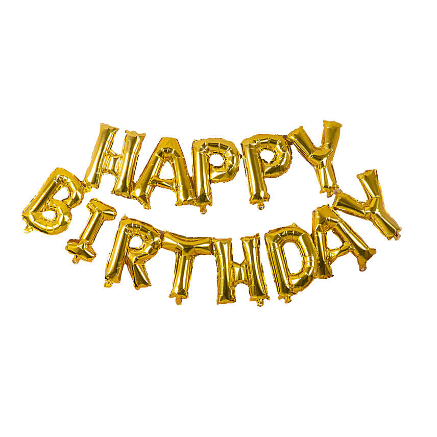 Air Filled Golden Letter Foil Birthday Balloons