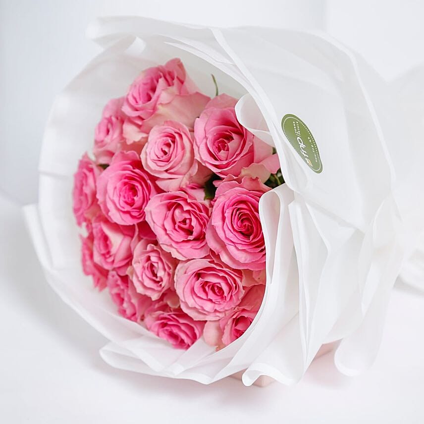 Bouquet Of 15 Exotic Pink Roses