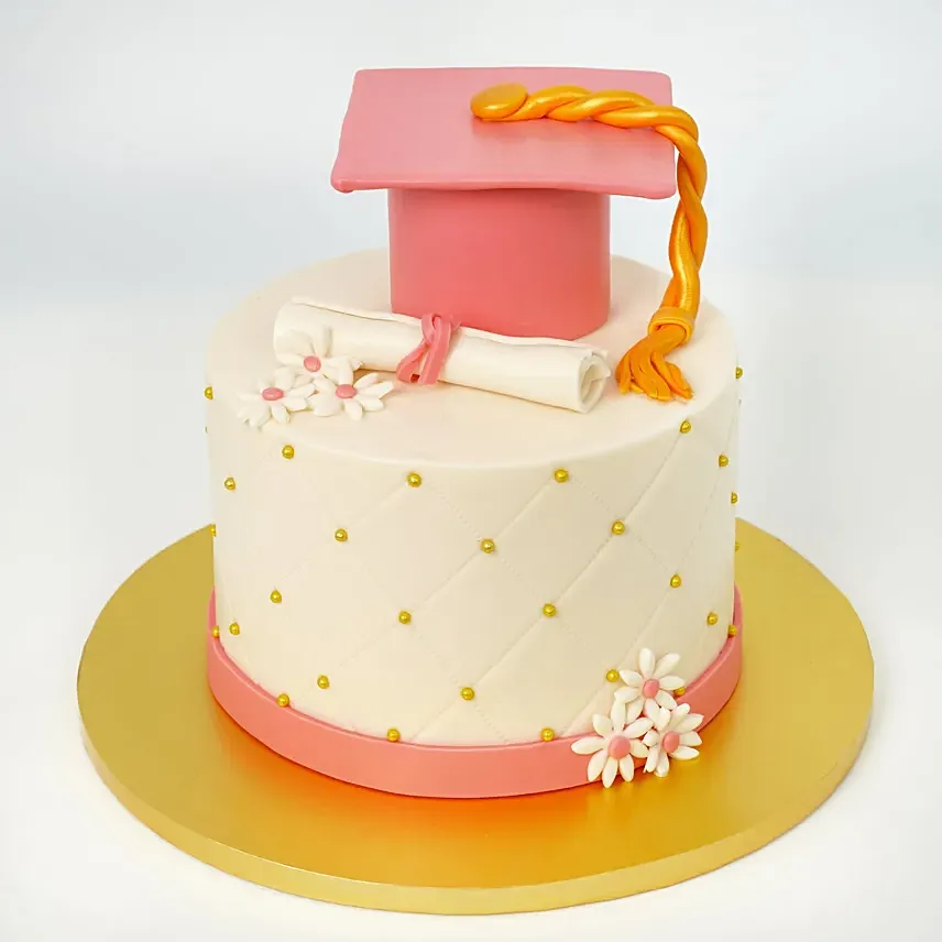 Pink Chocolate Graduation Cake For Girls