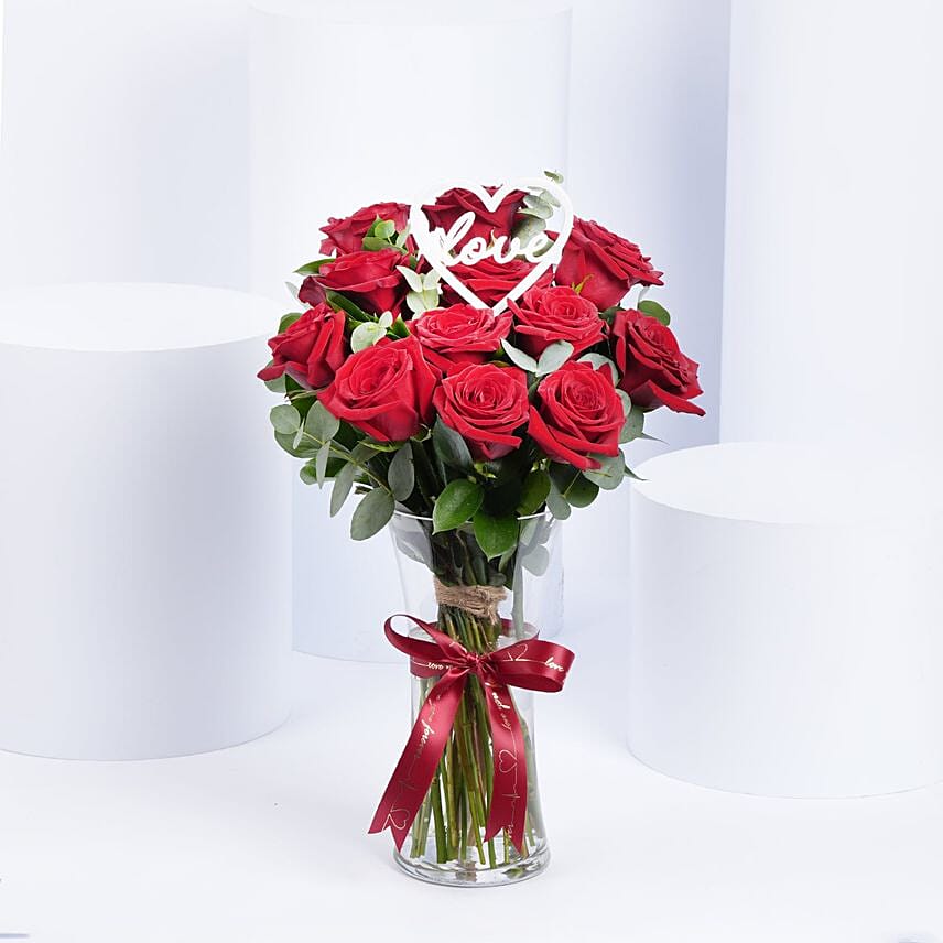 Red Roses Romantic Vase