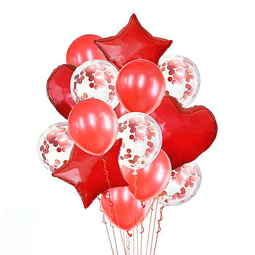 Set Of 10 Red Latex Foil Helium Balloons