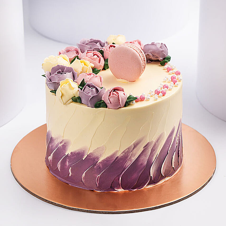 Flowers And Macaroons Chocolate Cake 1 Kg