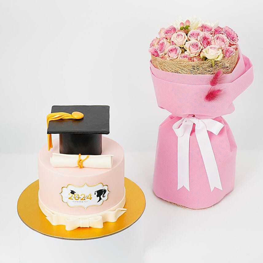 Graduation Gift For Girls Pink Roses N Cake