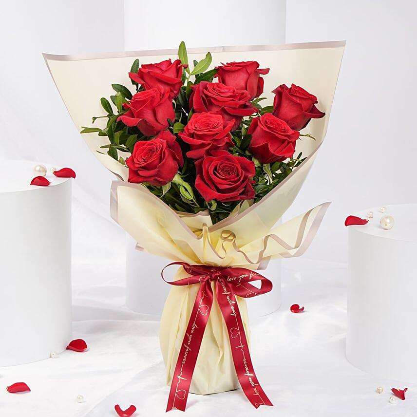 Malika 9 Red Roses Bouquet