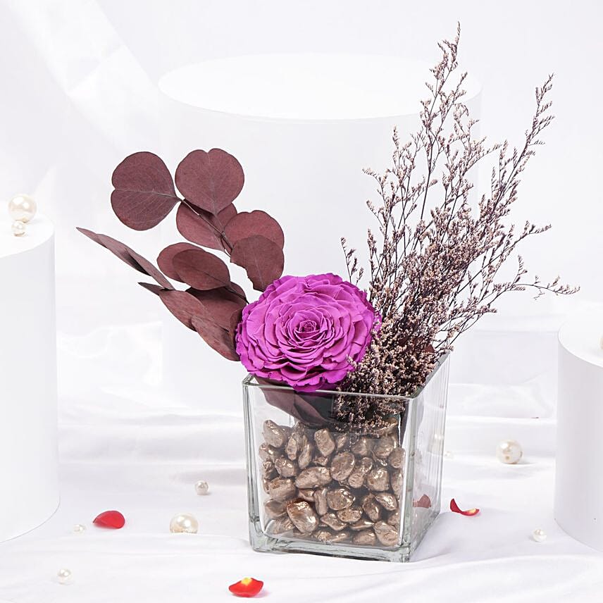 Purple Preserved Rose Vase