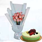 10 Orange Roses & Kifaya Cake 12 Portions