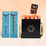 Elegant Box Of Orange Roses & Rakhi Set