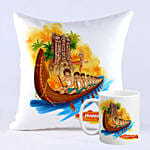 Happy Onam Vallam Kali Cushion And Mug Combo