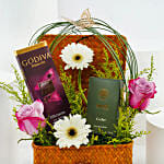 Delightful Roses With Epock Unisex Perfume N Godiva Combo